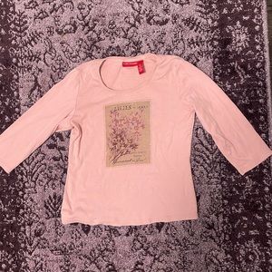 pink shirt with flower lily print
